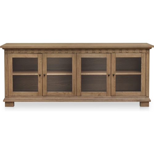 Lillian Sideboard in Brown Wood & Tempered Glass