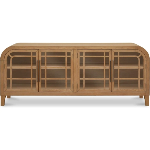 Maddie Sideboard in Natural Wood & Tempered Glass