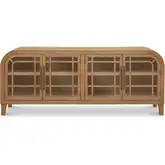 Maddie Sideboard in Natural Wood & Tempered Glass