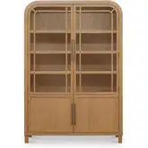 Maddie Cabinet in Natural Wood & Tempered Glass