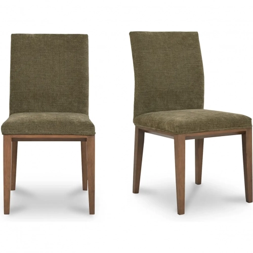 Frankie Dining Chair in Olive Green Fabric & Wood (Set of 2)