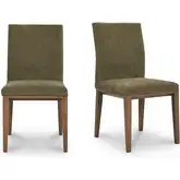 Frankie Dining Chair in Olive Green Fabric & Wood (Set of 2)