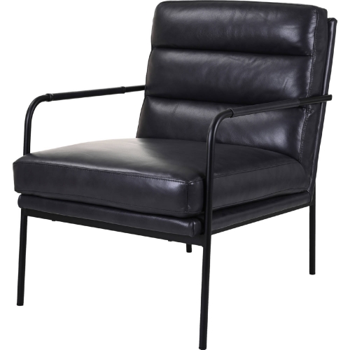 Verlaine Accent Chair in Raven Black Top Grain Leather & Metal