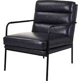 Verlaine Accent Chair in Raven Black Top Grain Leather & Metal