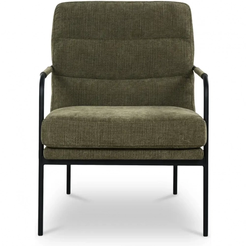 Verlaine Accent Chair in Channel Tufted Olive Green Fabric & Iron