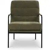 Verlaine Accent Chair in Channel Tufted Olive Green Fabric & Iron