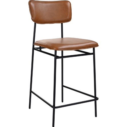 Sailor Counter Stool in Brown Top Grain Leather & Metal