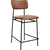 Sailor Counter Stool in Brown Top Grain Leather & Metal