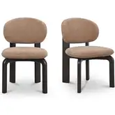 Sami Dining Chair in Camel Brown Fabric & Dark Wood (Set of 2)