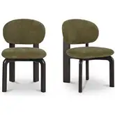 Sami Dining Chair in Olive Green Fabric & Dark Wood (Set of 2)