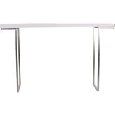 Repetir Console Table w/ White Lacquer Top on Brushed Stainless Base