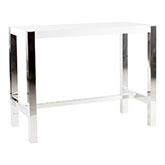 Riva 36" Tall Counter Table w/ White High Gloss Lacquer on Brushed Stainless Base