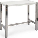 Riva 41" Tall Bar Table w/ White High Gloss Lacquer on Brushed Stainless Base