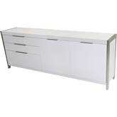 Neo Sideboard / Buffet in Matte White w/ Brushed Stainless Steel Base