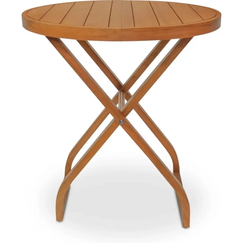 Perry 28" Round Outdoor Folding Bistro Table in Natural Teak Wood