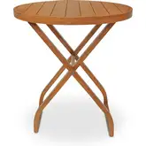 Perry 28" Round Outdoor Folding Bistro Table in Natural Teak Wood