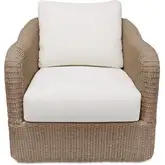 Bodhi Outdoor Swivel Accent Chair in Natural PE Wicker & White Fabric