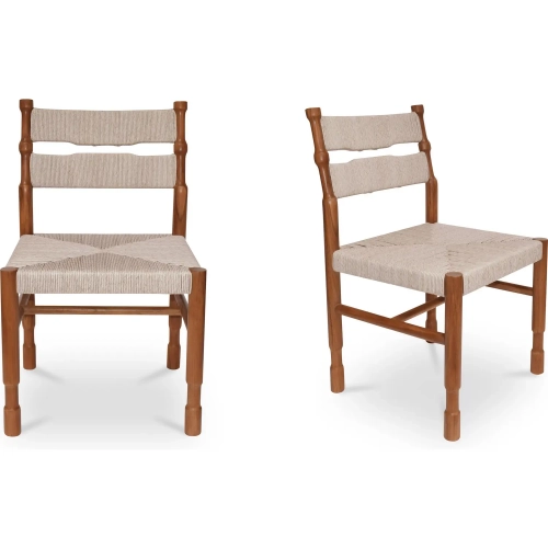 Raf Outdoor Dining Chair in Natural Teak & Synthetic Hyacinth (Set of 2)