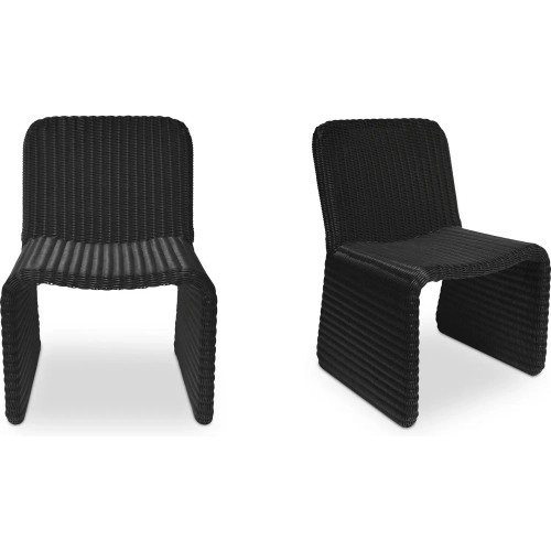 Ella Outdoor Dining Chair in Charcoal Gray Synthetic Hyacinth (Set of 2)