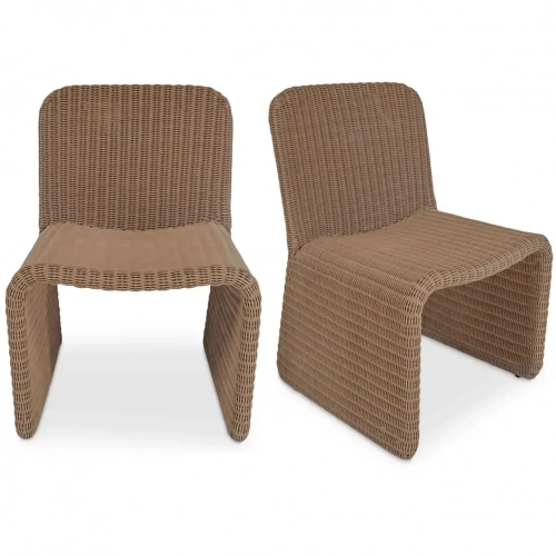 Ella Outdoor Dining Chair in Natural Synthetic Hyacinth (Set of 2)