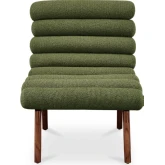 Arlo Accent Chair in Channel Tufted Dark Green Fabric & Wood