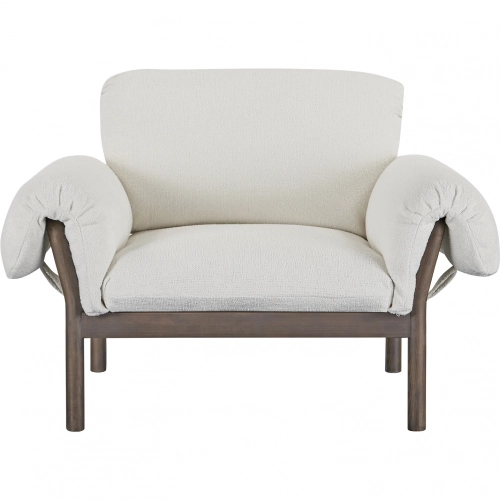 Cardero Accent Lounge Chair Ivory Fabric & Dark Wood