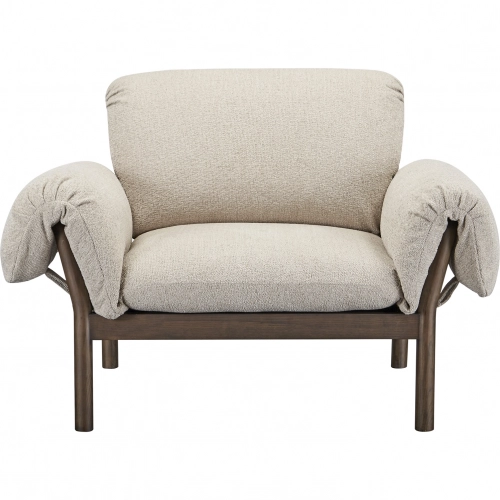 Cardero Accent Lounge Chair in Beige Fabric & Dark Wood