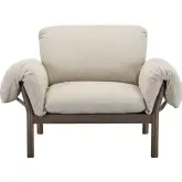 Cardero Accent Lounge Chair in Beige Fabric & Dark Wood