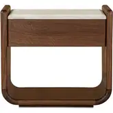 Enns Nightstand in Travertine & Dark Brown Wood