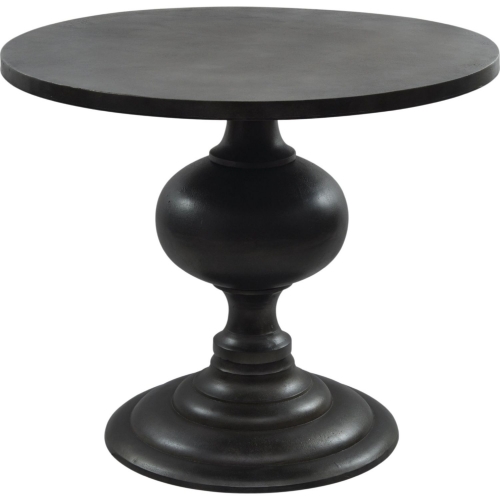 Lexie 35" Round Dining Table in Black Aluminum on Pedestal Base