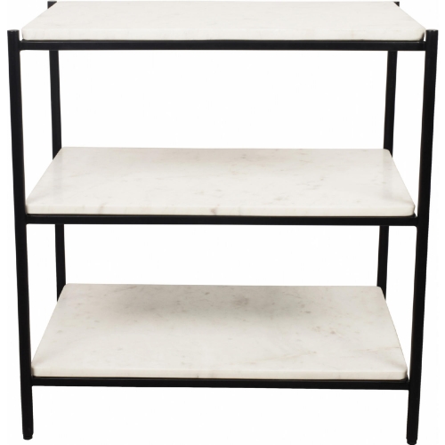 Trine Nightstand in White Marble & Black Iron