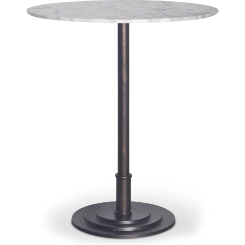 Tori Outdoor 30" Round Counter Table in White Marble & Cast Aluminum