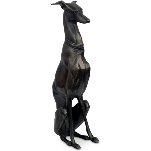 Duke Greyhound Dog Sculpture in Black Cast Aluminum