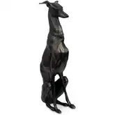 Duke Greyhound Dog Sculpture in Black Cast Aluminum