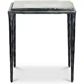 Mari Side Table in Clear Casted Glass & Hammered Metal