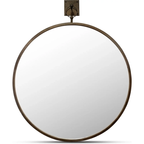 Cameo Round Mirror in Aged Brass Iron