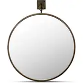 Cameo Round Mirror in Aged Brass Iron