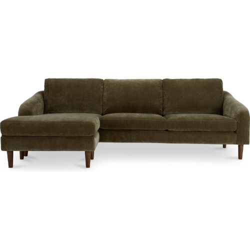 Quinn Sectional Sofa with Reversible Chaise in Green Fabric