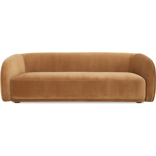 Faye Sofa in Tan Faux Mohair Velvet Fabric