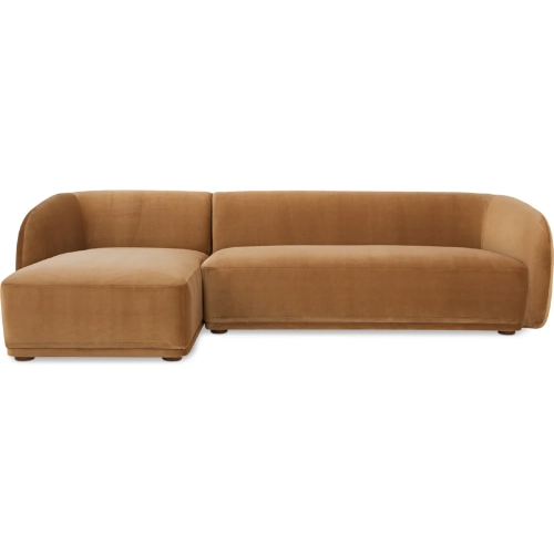 Faye Sectional Sofa with Left Facing Chaise in Tan Faux Mohair Velvet Fabric