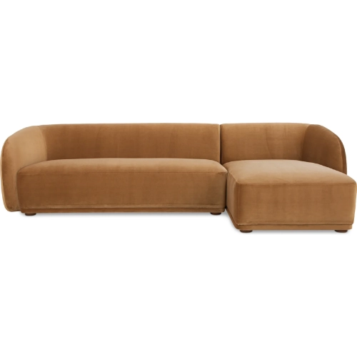 Faye Sectional Sofa with Right Facing Chaise in Tan Faux Mohair Velvet Fabric