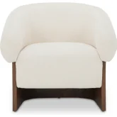 Otto Accent Chair in Flecked Cream Micro Boucle Fabric & Wood