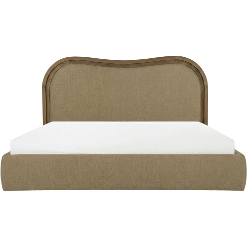 Camilla Queen Bed in Green Fabric & Wood