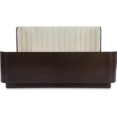 Scarlette King Sleigh Bed in Cream Fabric & Dark Birch Veneer