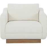 Keane Lounge Accent Chair in Cream Fabric & Wood