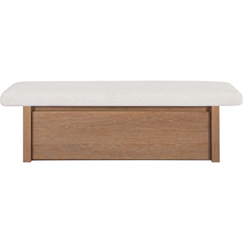 Gemma Storage Bench in Oat Off White Chenille Fabric & Brushed Wood