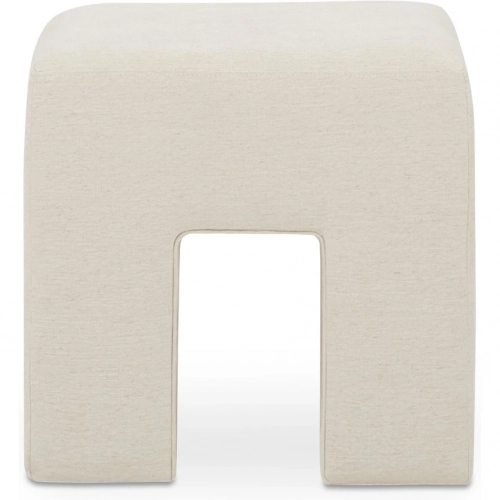 Aidy Stool Ottoman in Oat Neutral Fabric