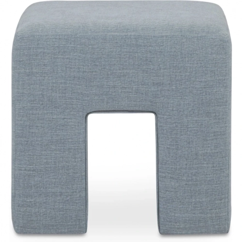 Aidy Stool Ottoman in Light Blue Fabric