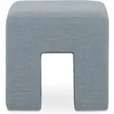 Aidy Stool Ottoman in Light Blue Fabric
