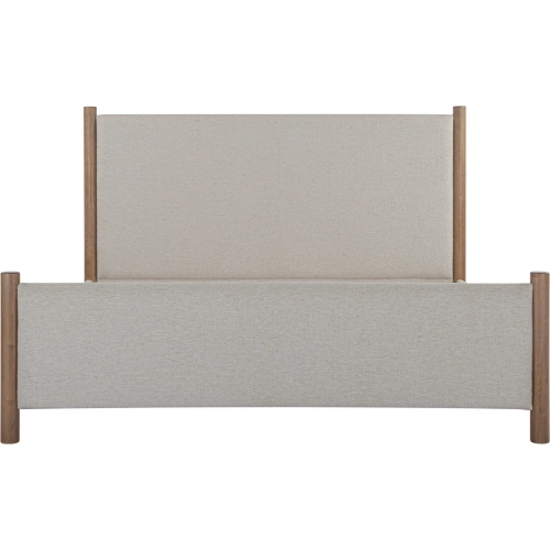 Warren Queen Bed in Beige Fabric & Wood